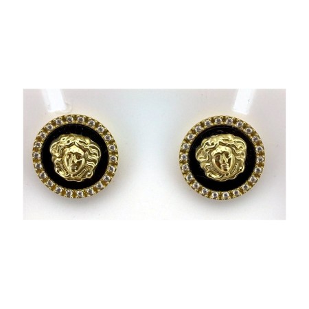 Pendientes circulo medusa de oro 18k